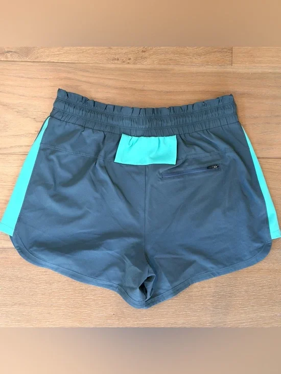 Zella Athletic Track Running Shorts Sporty Pockets Women's Medium Gray/Green EUC - Picture 4 of 7